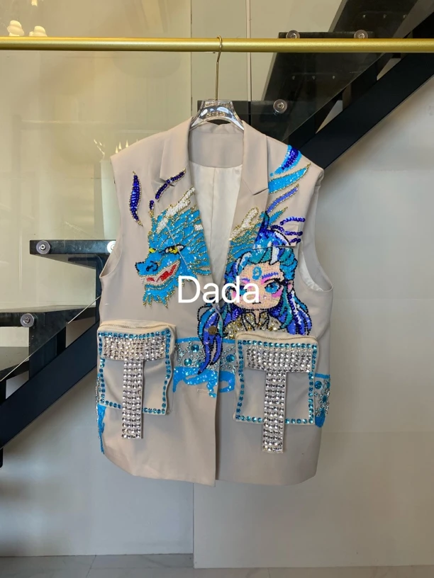 Dada设计款新款重工个性款休闲时尚百搭宽松西服马甲C11280