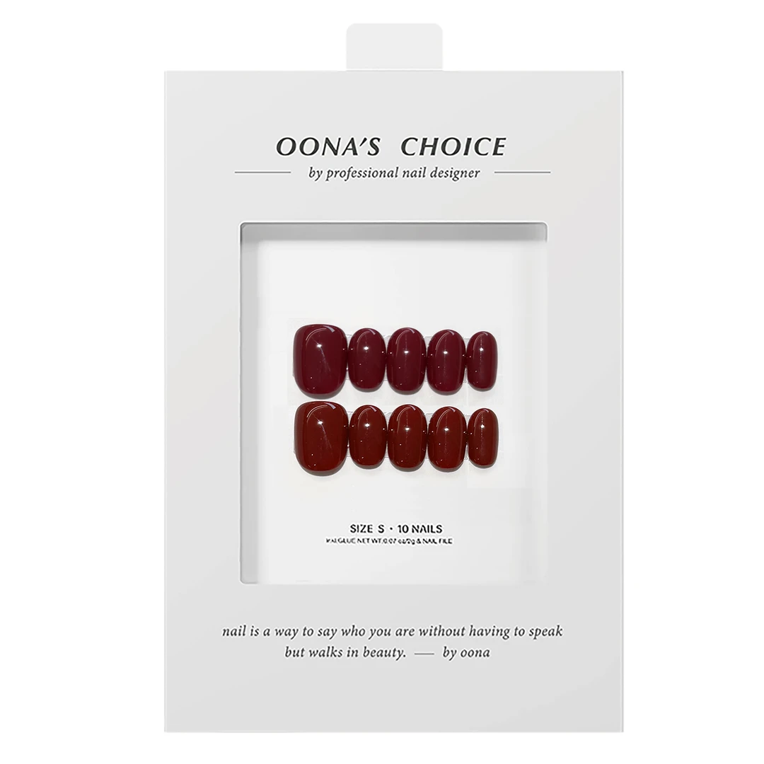 【库其红】新年红色系纯色美甲带建构百搭款复古红显白氛围感穿戴甲