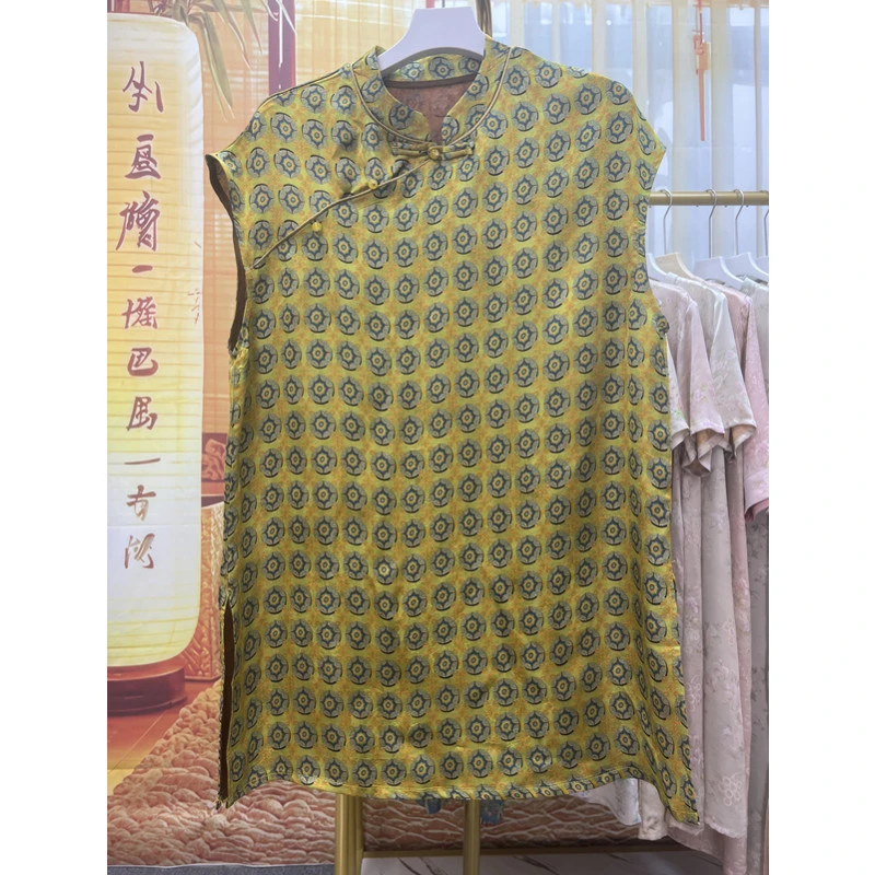 【松花】25年新款夏季奥黛上衣新中式时尚国风斜襟提花女装遮肉显瘦