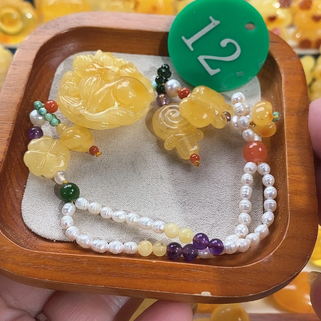 琥珀颈饰未镶嵌手链