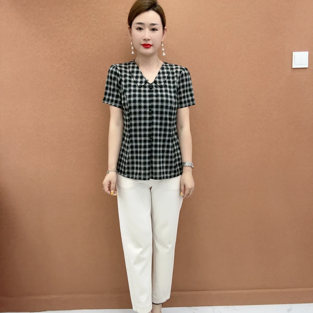 新款娃娃领中袖洋气减龄时尚小衫HB