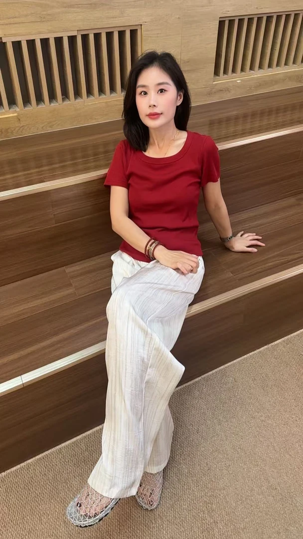 Miss Huo 梦中情裤 米灰色 B 5295