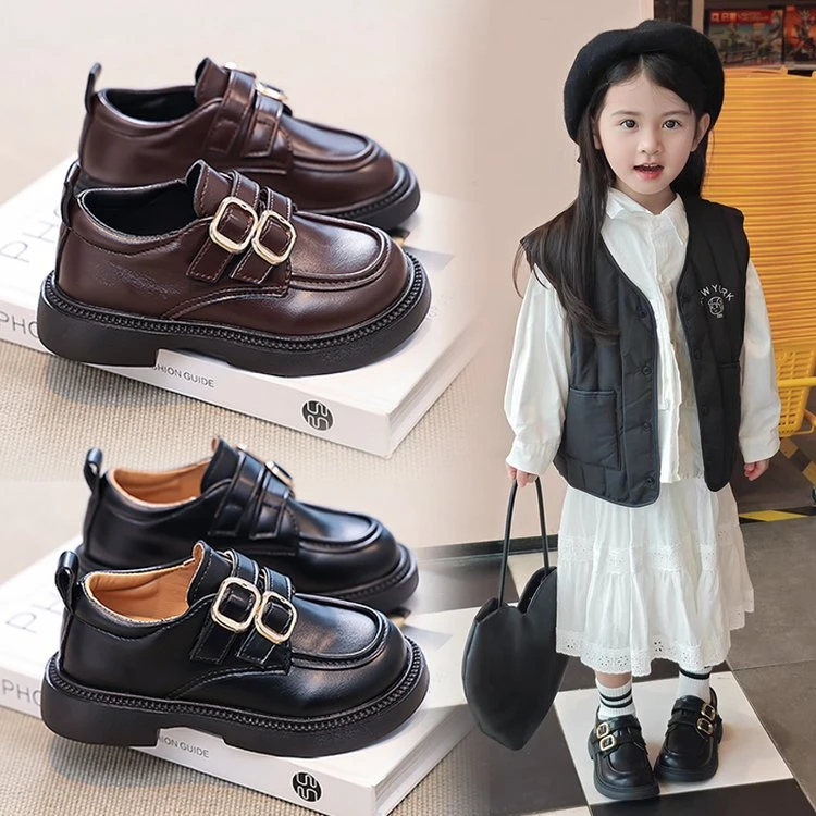 儿童公主小皮鞋2025春秋新款春秋宝宝真软皮软底中大童英伦风单鞋