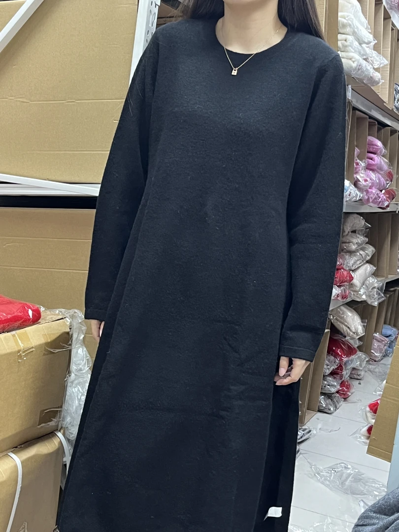 长袖圆领打底羊绒连衣裙 zz  8167