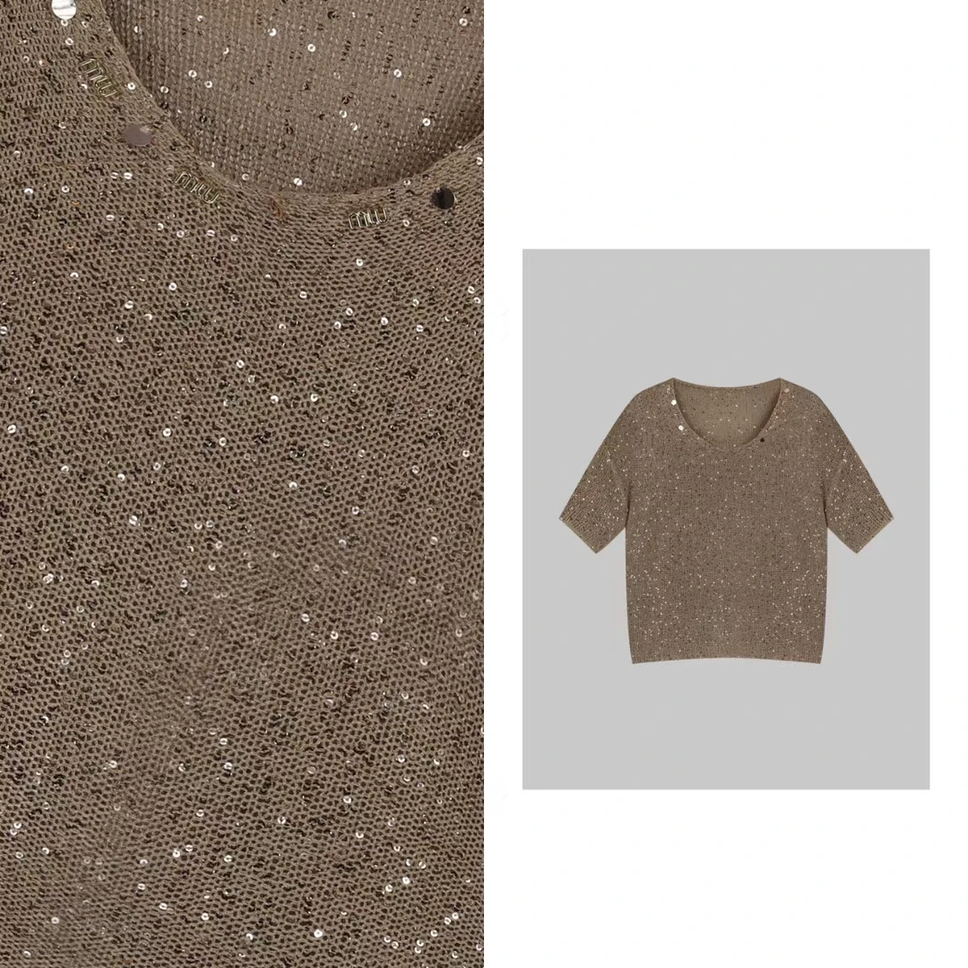 原创设计单品~（棕闪星织）时尚设计感不褪色法式女装针织打底气质