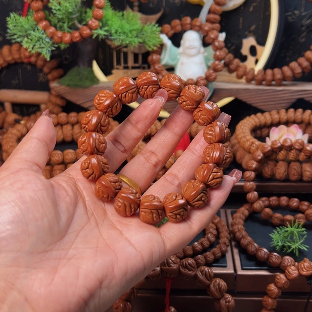 桃核手串17野生籽红皮荔枝