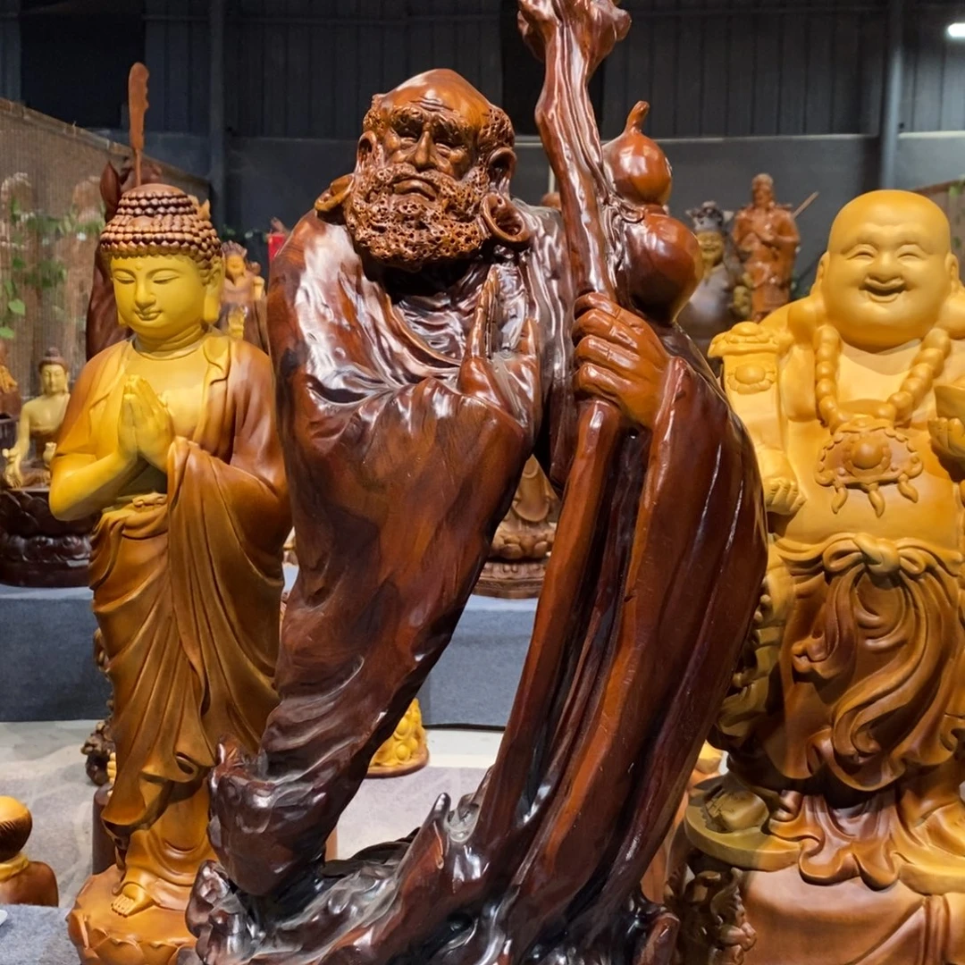 香樟木76高手工镂空达摩