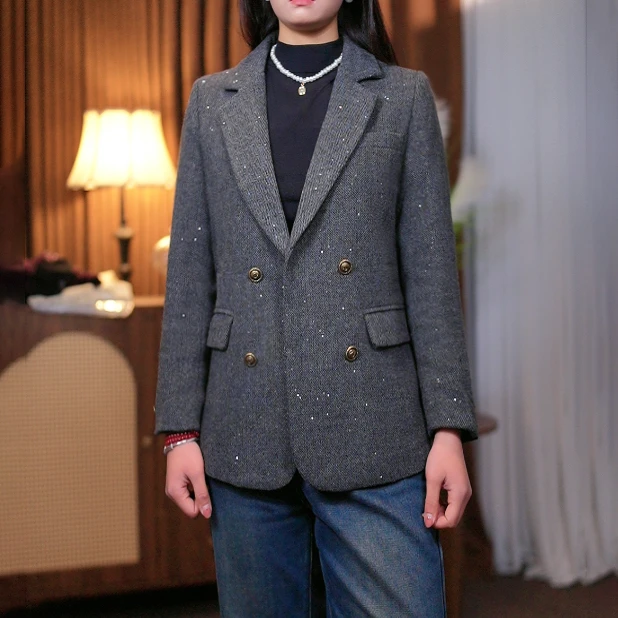 格纹西装外套女春季新款气质优雅女装