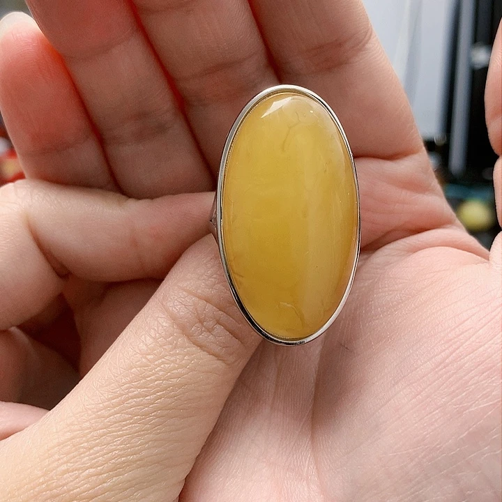 琥珀裸石银S925镶嵌朵*、戒指