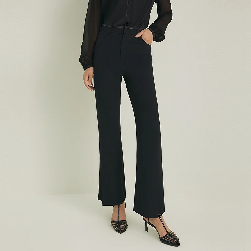 FS时尚百搭宽松九分开衩喇叭休闲裤女25春新款6402A