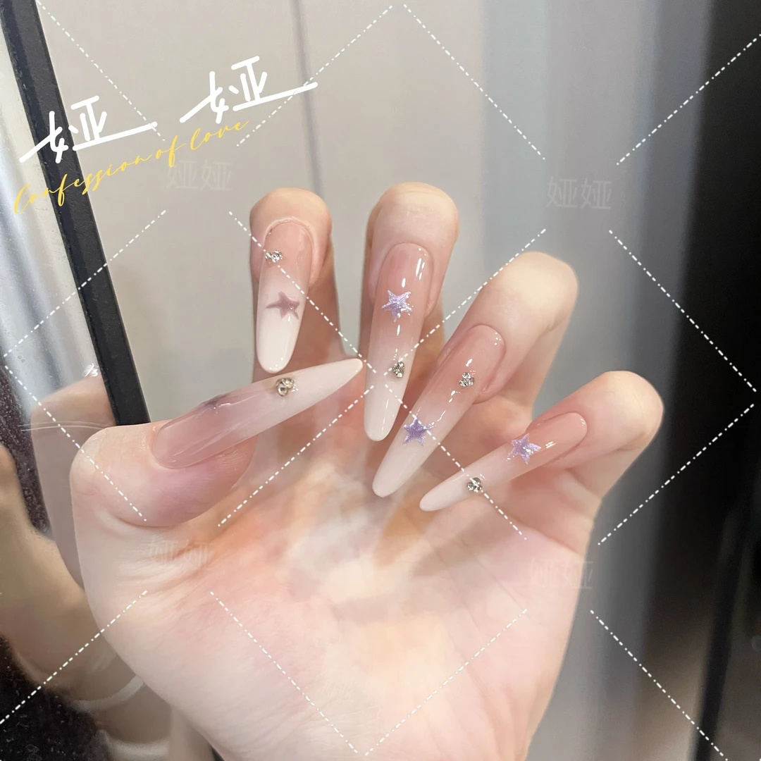 【纯欲紫调】高品爆款纯手工穿戴甲绵密猫眼蝴蝶高级美甲贴