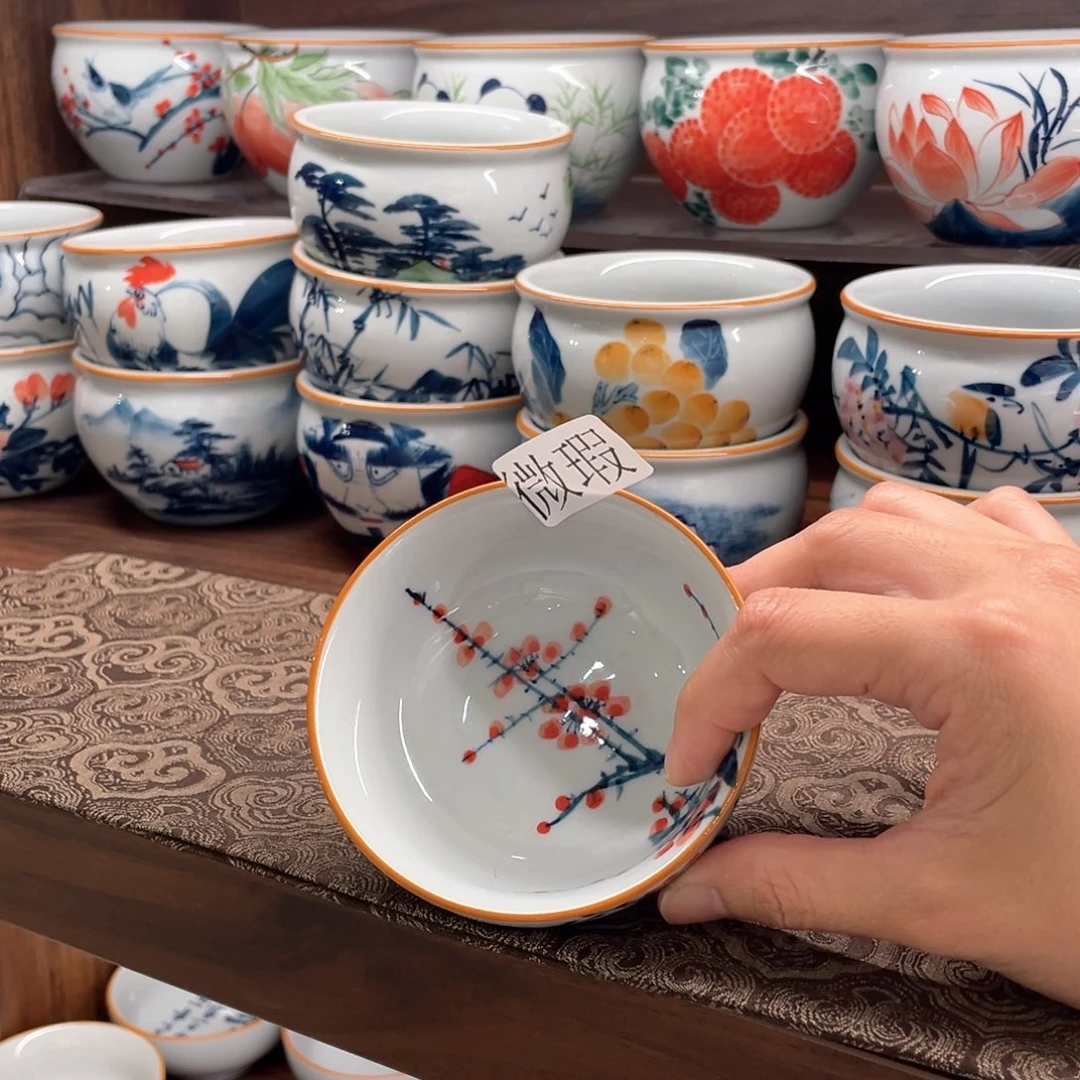 釉下手绘茶具微瑕