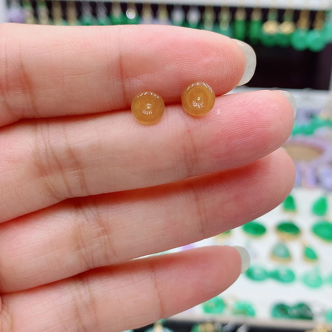 翡翠18K金镶嵌耳饰