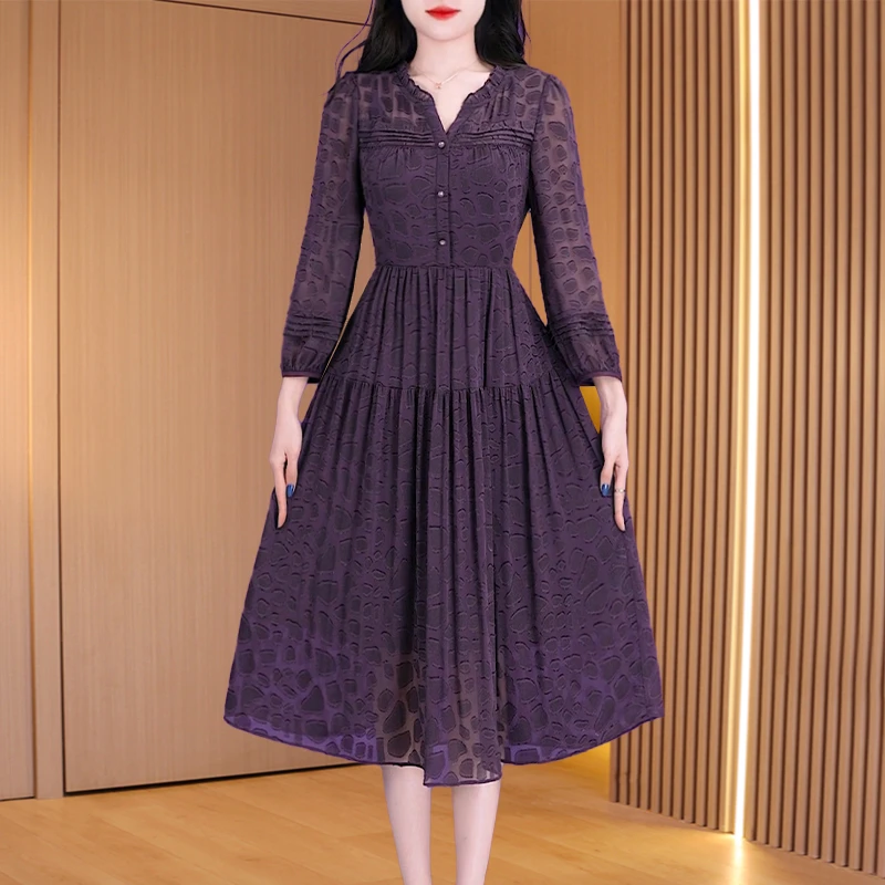 优雅新款气质时尚大气减龄休闲收腰显瘦连衣裙24650-DXD