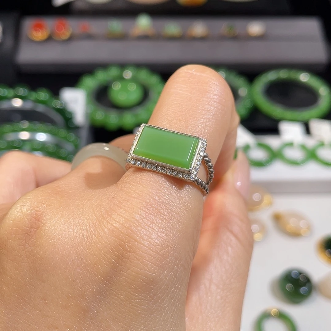 和田玉银S925镶嵌戒指