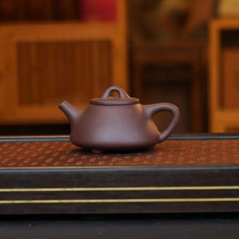 唐浩然【底槽青 子冶石瓢250CC】宜兴黄龙山原矿手工紫砂壶