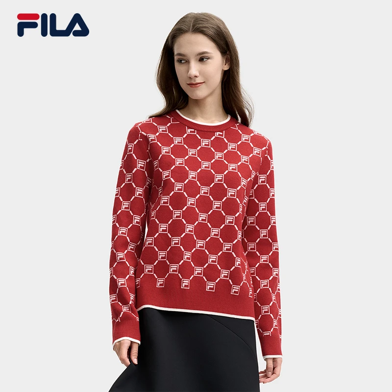 Fila/斐乐【新年红时尚毛衣】女装2025春季新款休闲长袖休闲百搭