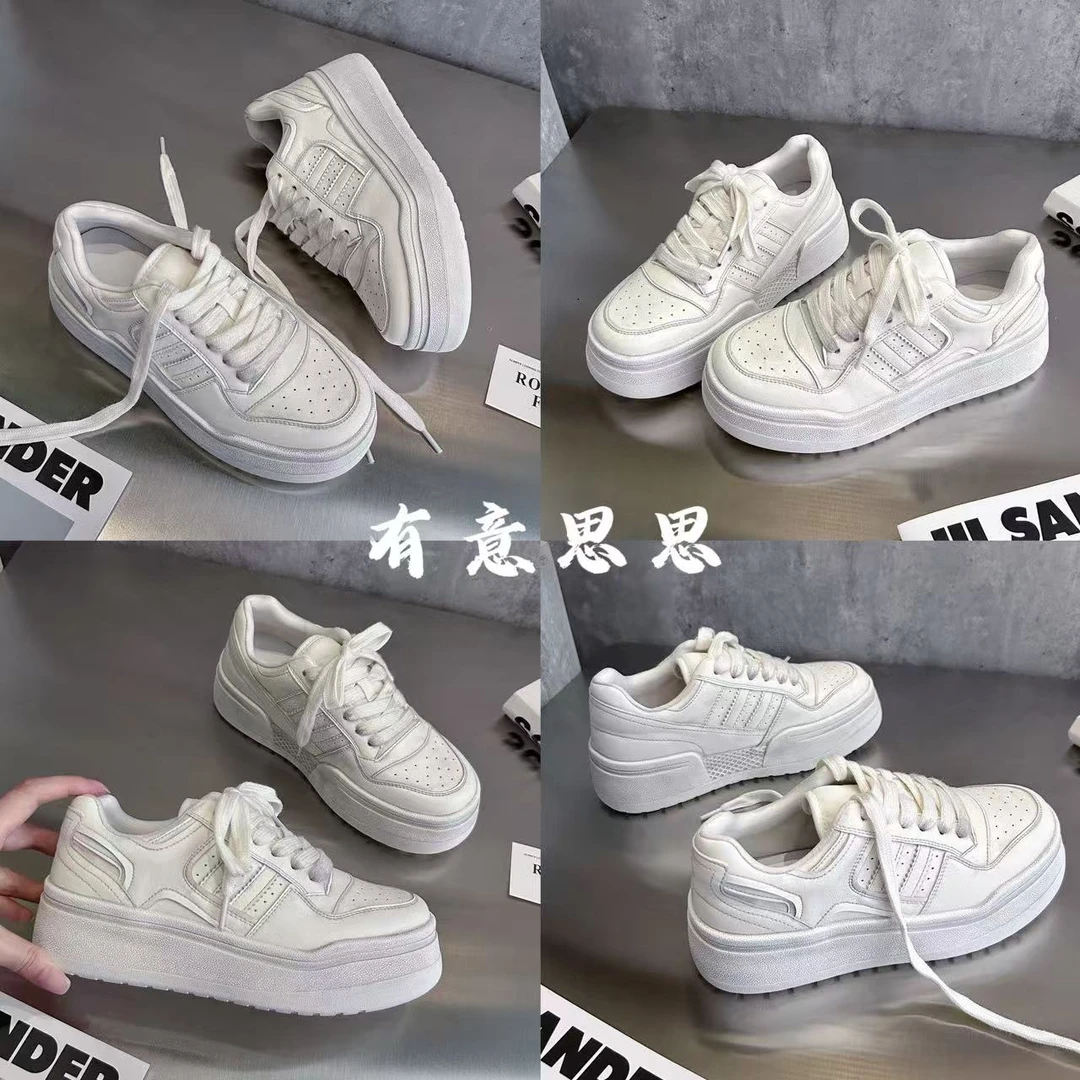 有意思思女鞋“脏脏小白鞋”加绒小白鞋女款2025爆款厚底休闲女鞋