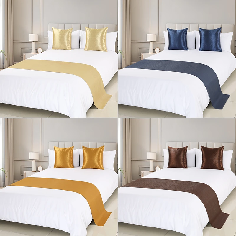 酒店床旗床尾巾民宿宾馆简约轻奢床上用品长条床盖搭巾高端定制