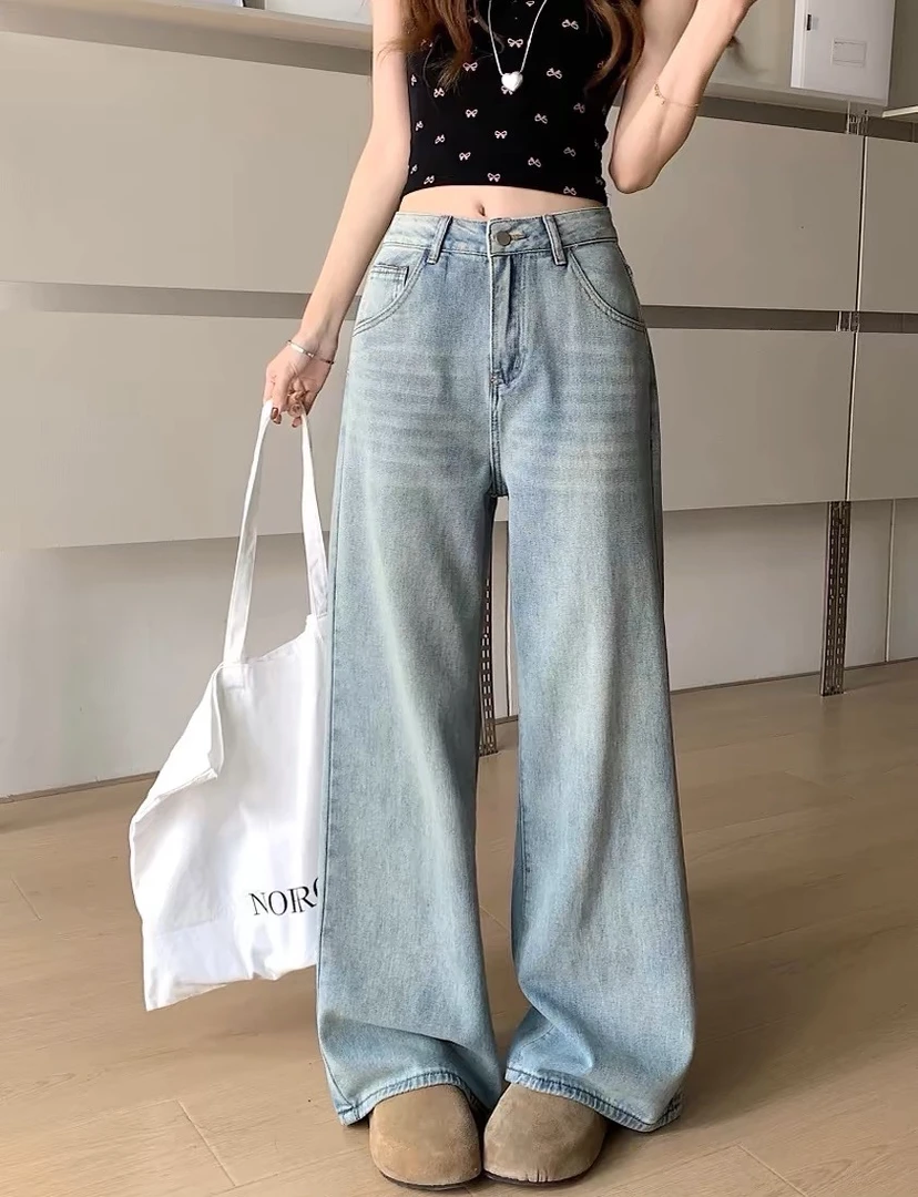 【清】默认微瑕 牛仔裤女休闲直筒裤 喇叭裤