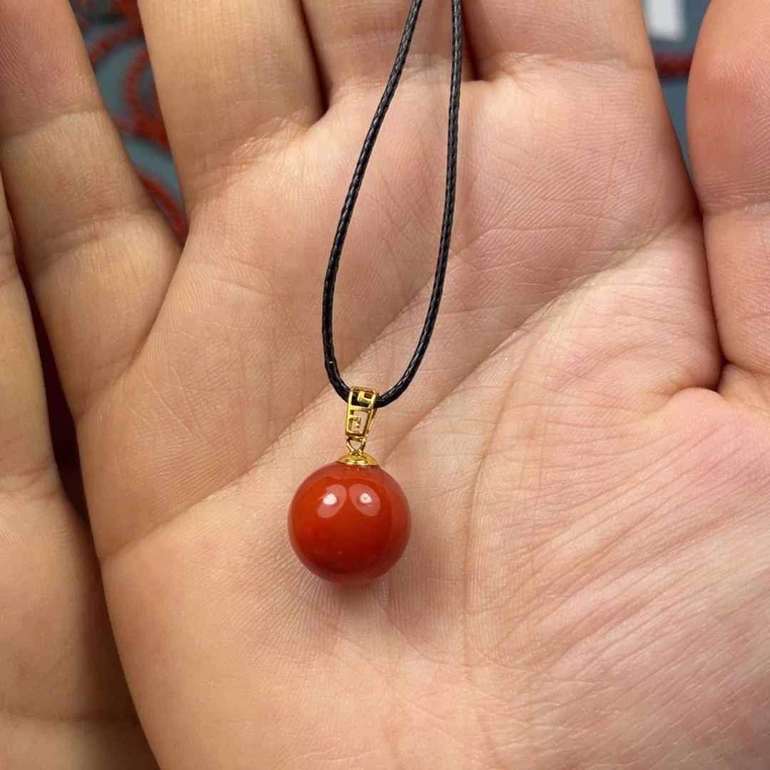 南红玛瑙珠子18K金镶嵌