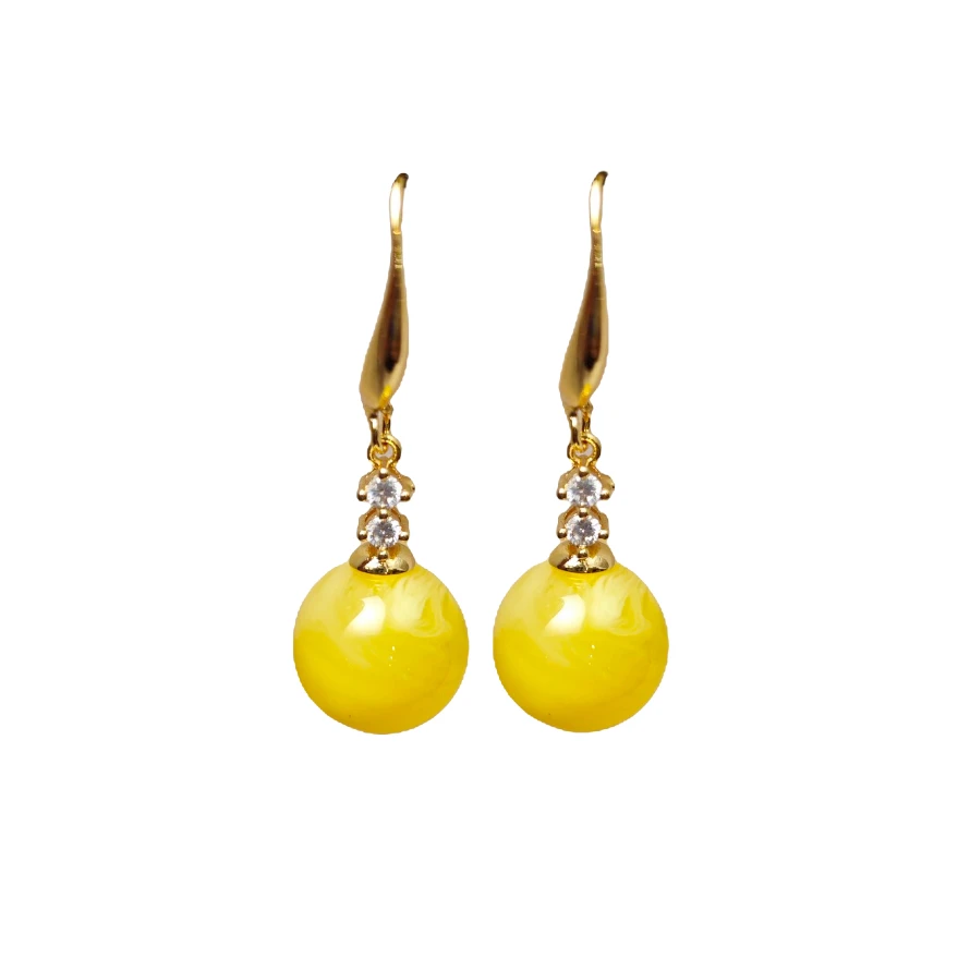 蜜蜡耳坠C02-115赠礼盒(多样性发)