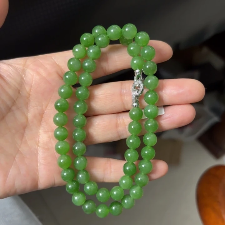 和田玉未镶嵌颈饰苹果绿8