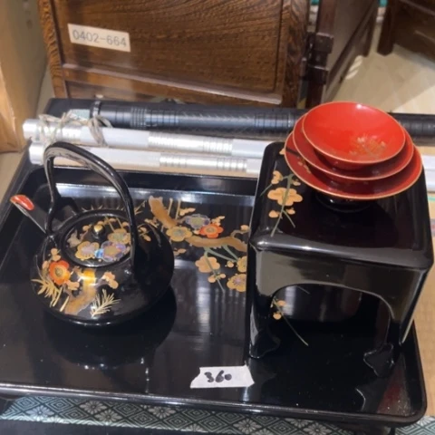 蜜安罐瓷香炉锡茶则