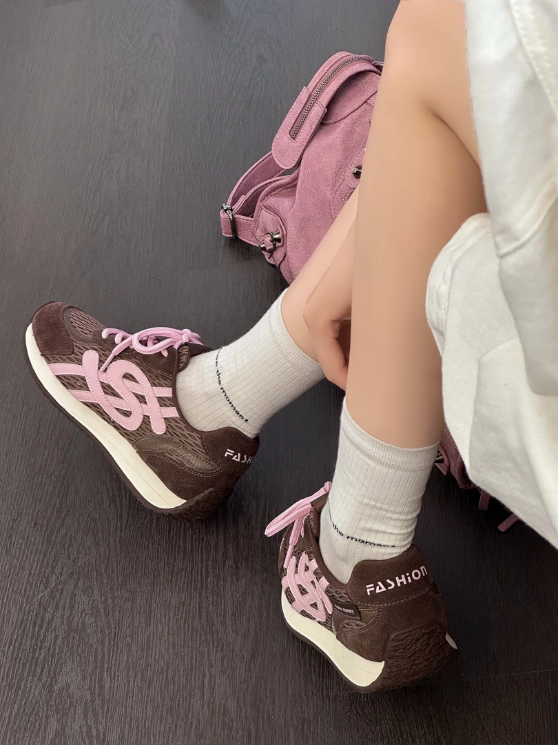 530秋季真皮女德训鞋时尚休闲鞋潮鞋跑步甜辣千金风厚底