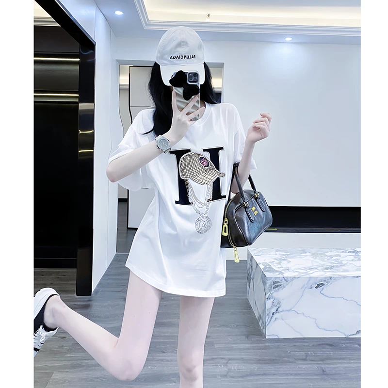 白色短袖t恤女夏季2025新款洋气减龄宽松显瘦高级小众不撞衫上衣