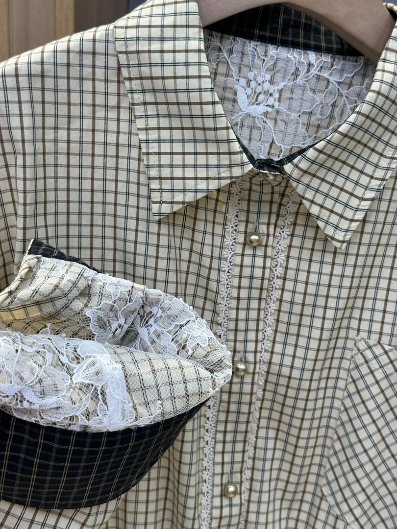 506气质简约百搭衬衫长袖时尚格子