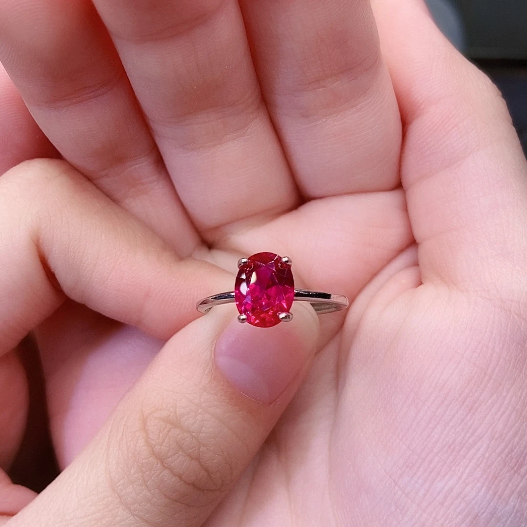 红宝石戒指银S925镶嵌