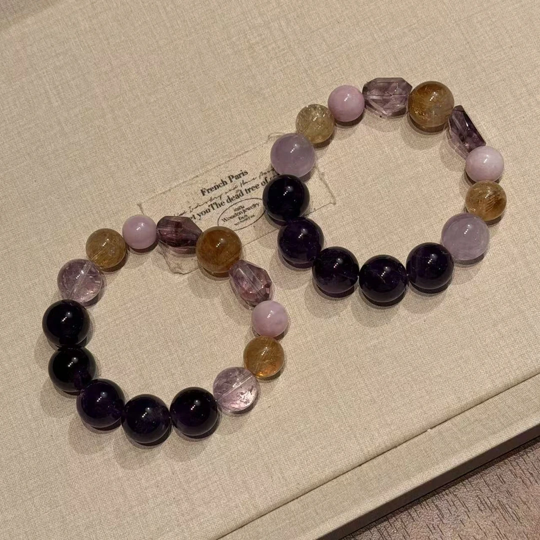 紫水晶黄水晶紫锂辉多宝手串手链 多样性发其一W1101