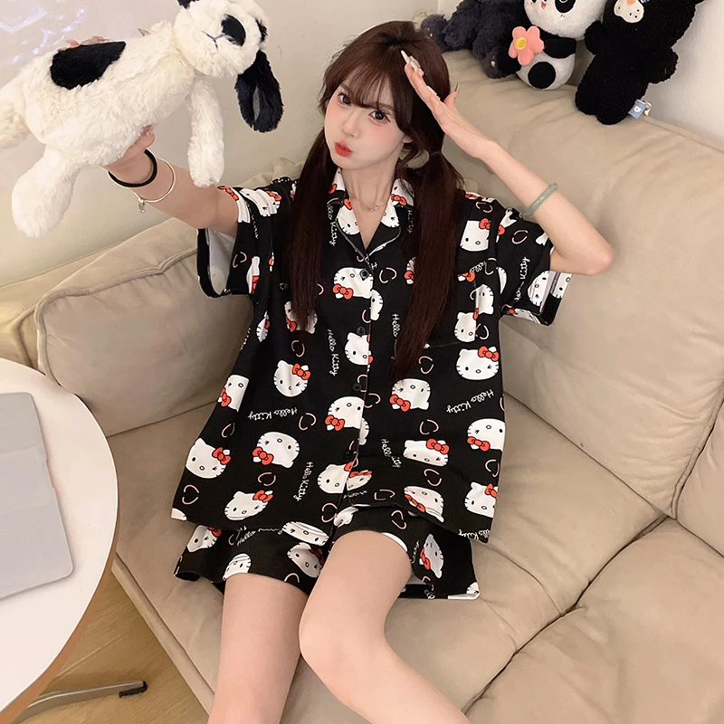 高颜值大码睡衣女款爆款2025新款夏短袖套装可外穿甜美宽松家居服