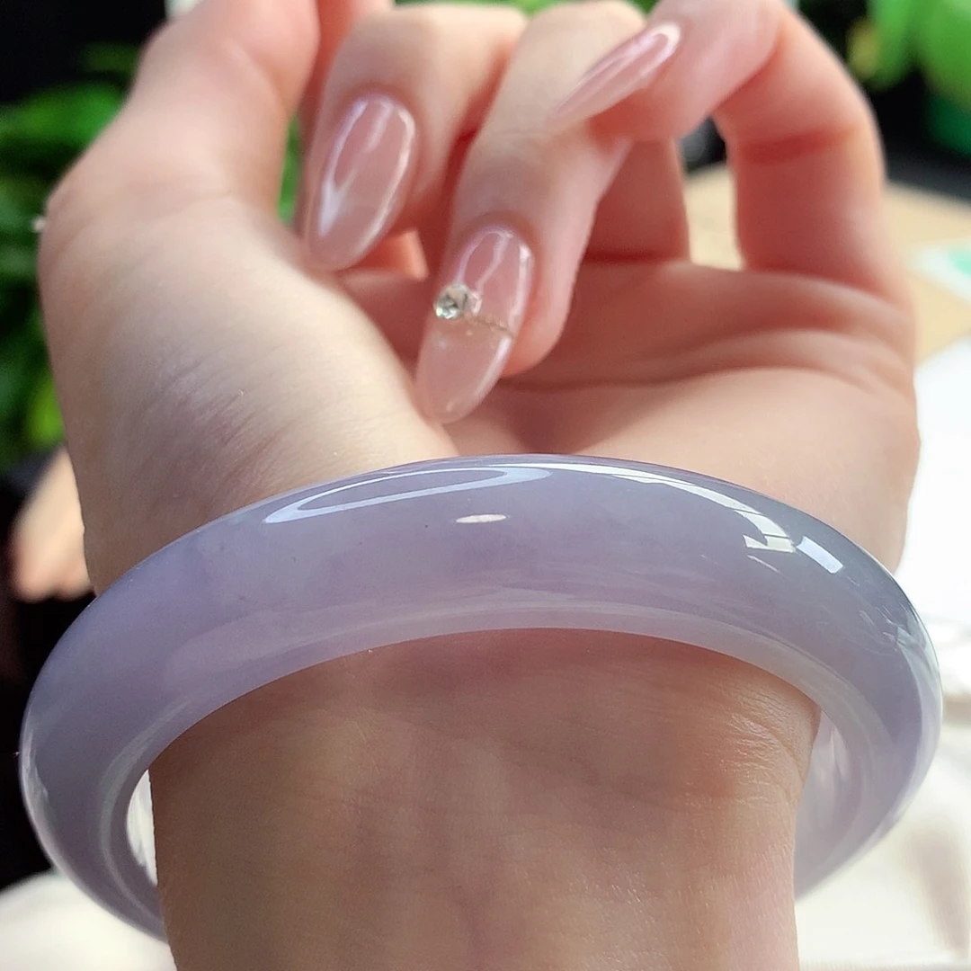 未镶嵌手镯翡翠天然A货翡翠57-58茄子紫 见光不失色2号