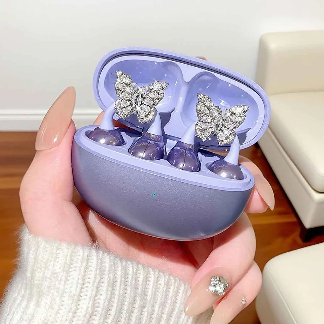 蓝牙耳机2025新款蝴蝶钻扣耳夹式不入耳高清音质时尚运动无线耳机