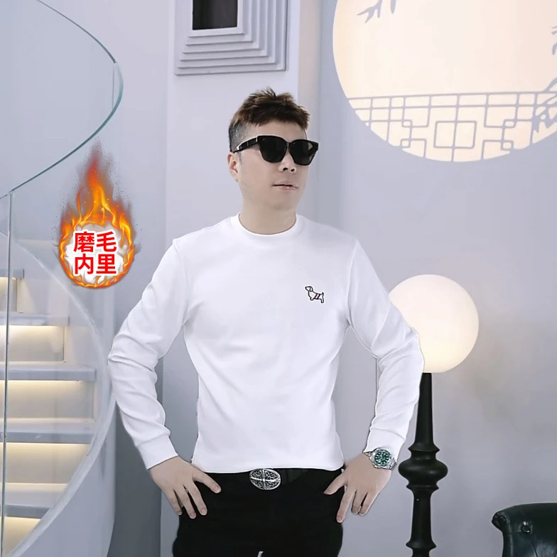 FAERLFY美国奢品-男士长袖内搭加厚刺绣时尚秋冬徽章免烫T恤28320