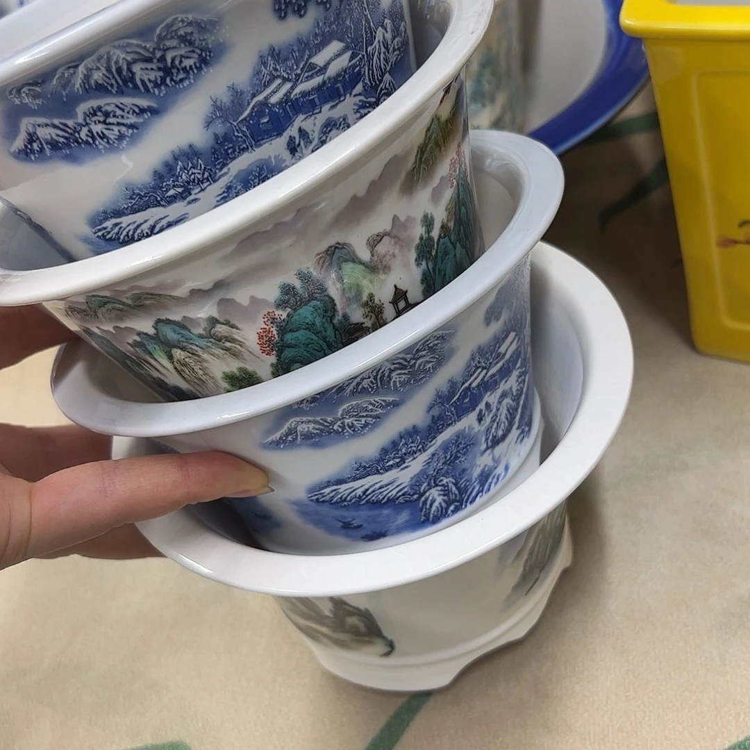 紫砂花盆538号瑕疵4个口不正脚部裂纹处理介意勿拍15/8