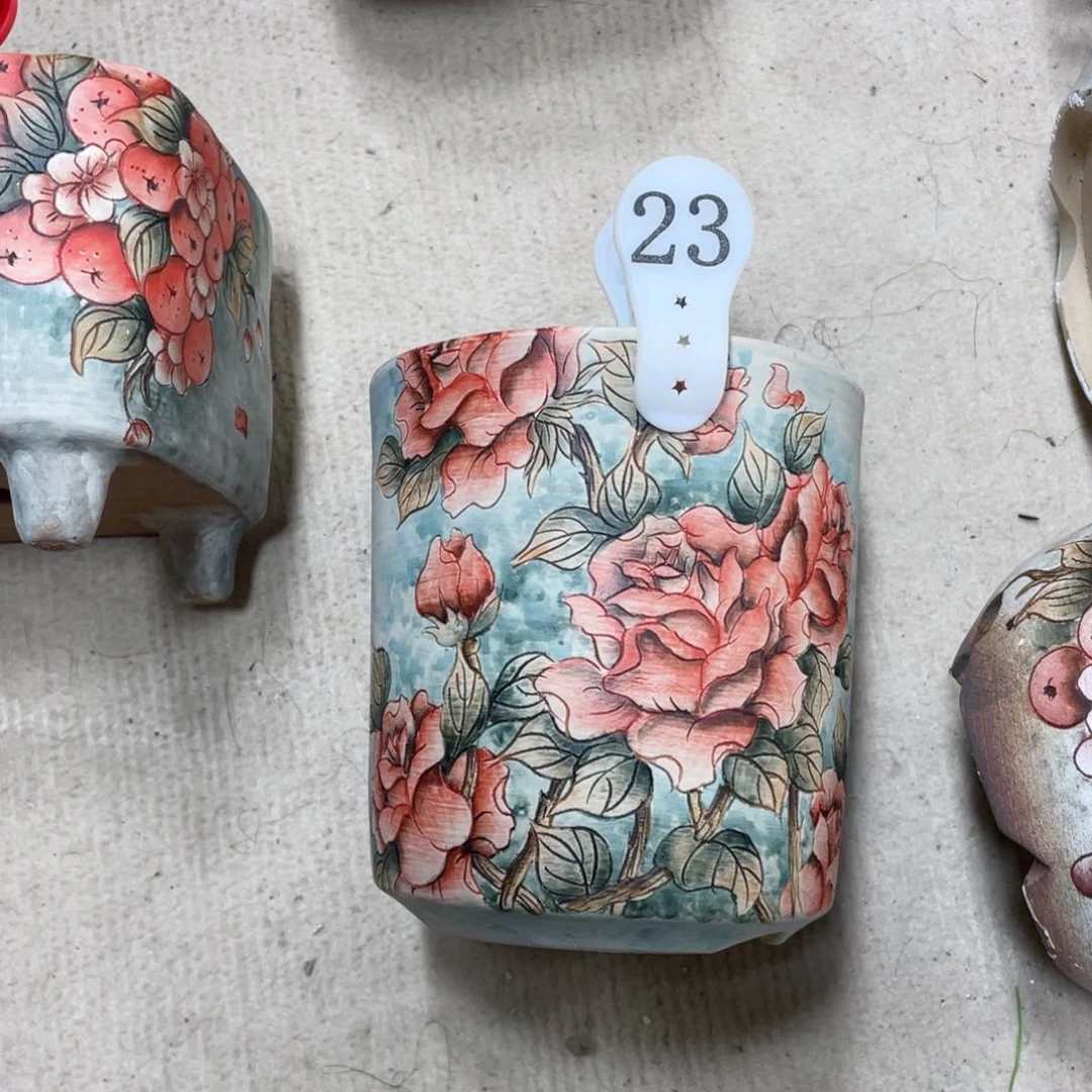 紫砂花盆桃*。陶瓷多肉花盆精品