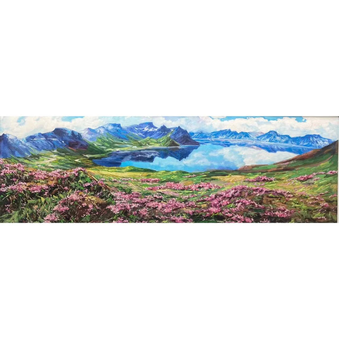 1019吴民本《花海》原创手绘油画布面尺寸172*65cm客厅卧室餐厅