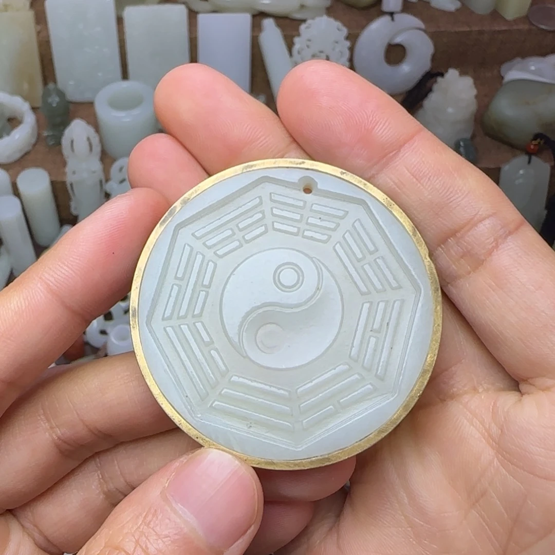 和田玉挂件合金八卦