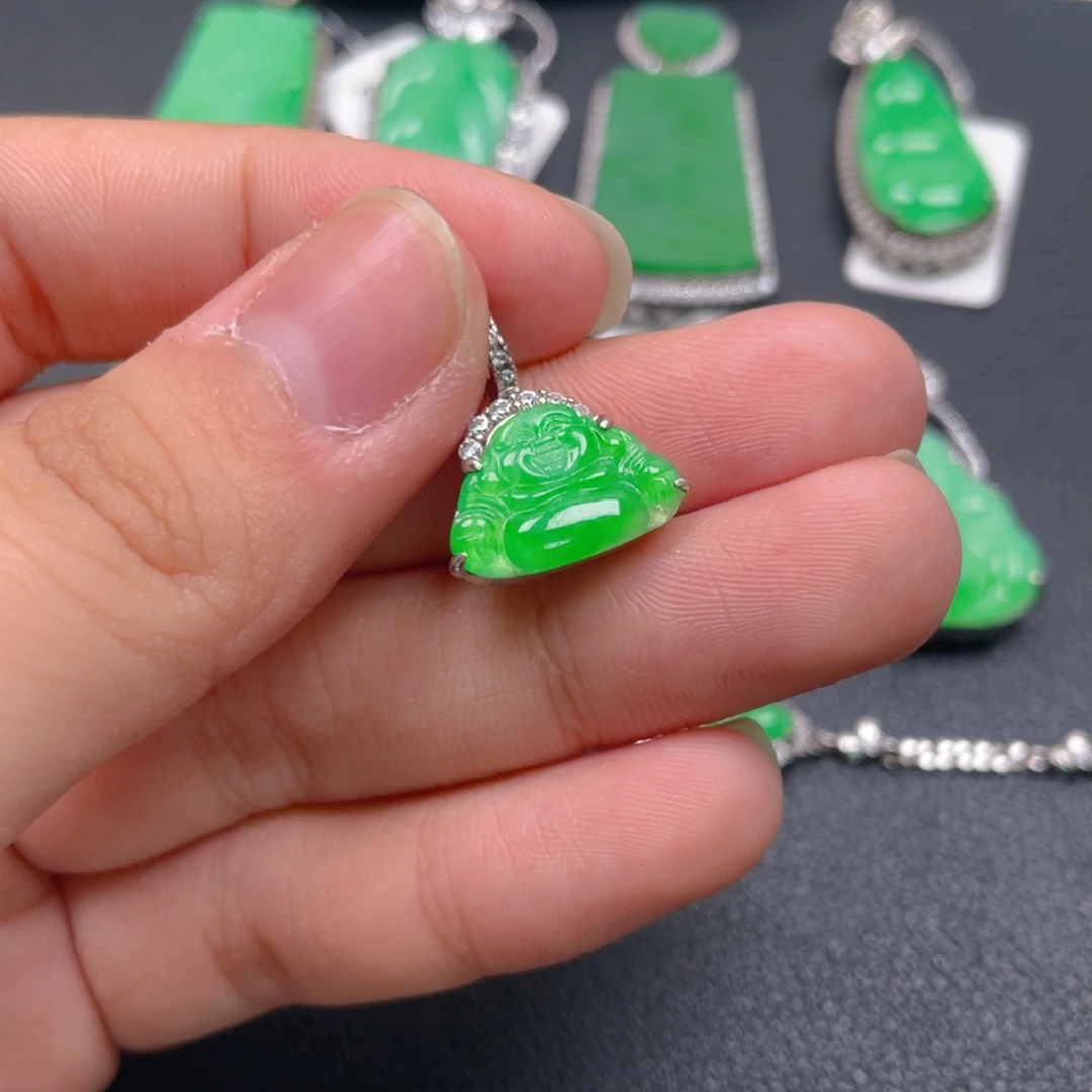 翡翠银S925镶嵌吊坠(不含链)