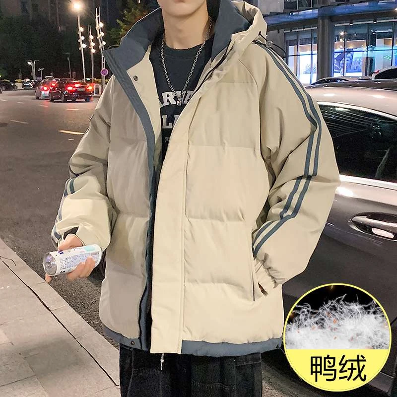 羽绒服男冬季青少年学生潮牌潮流帅气加厚上衣服冬天连帽鸭绒外套