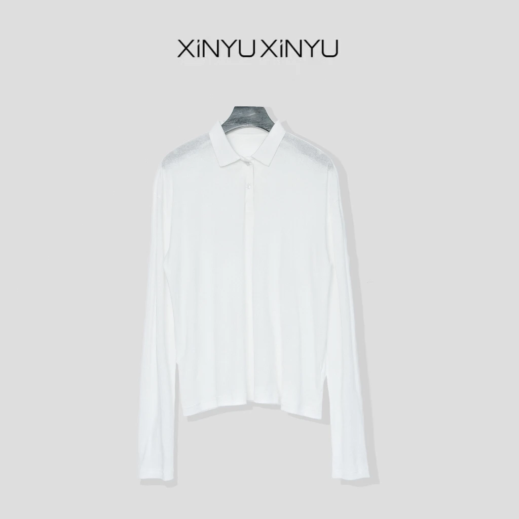 XINYU/芯与100棉轻薄透气款polo领长袖T恤 203306 时尚 百搭 休闲
