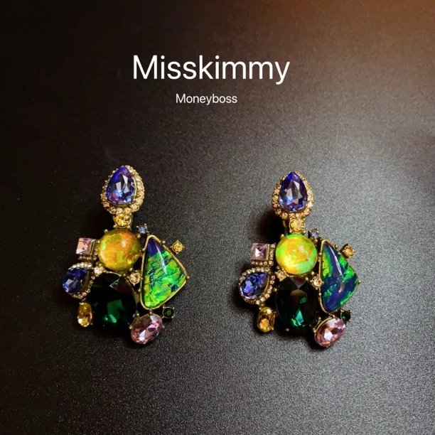铜合金合成锆石耳饰 铜合金原创设计小众镶嵌Miskimmy[花语]耳钉