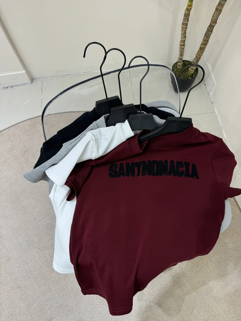 《遇见》2025新款纯色四色立体字母T恤