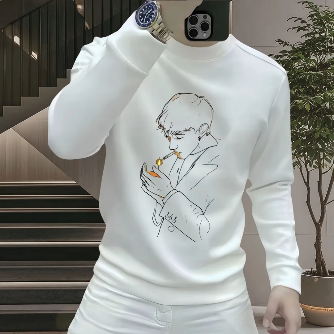 潮牌男士圆领加绒卫衣秋冬季ins美式休闲百搭长袖时尚青年上衣潮