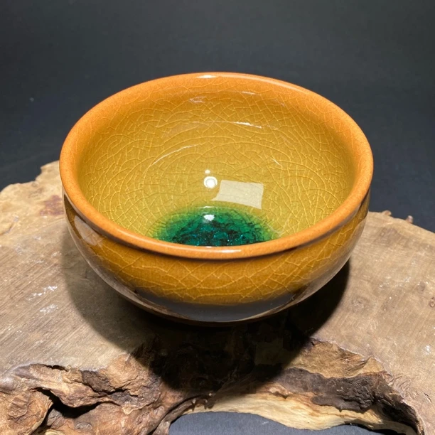 建窑建盏原矿原釉茶盏主人杯 沙漠绿洲冰裂将军杯9.3口径