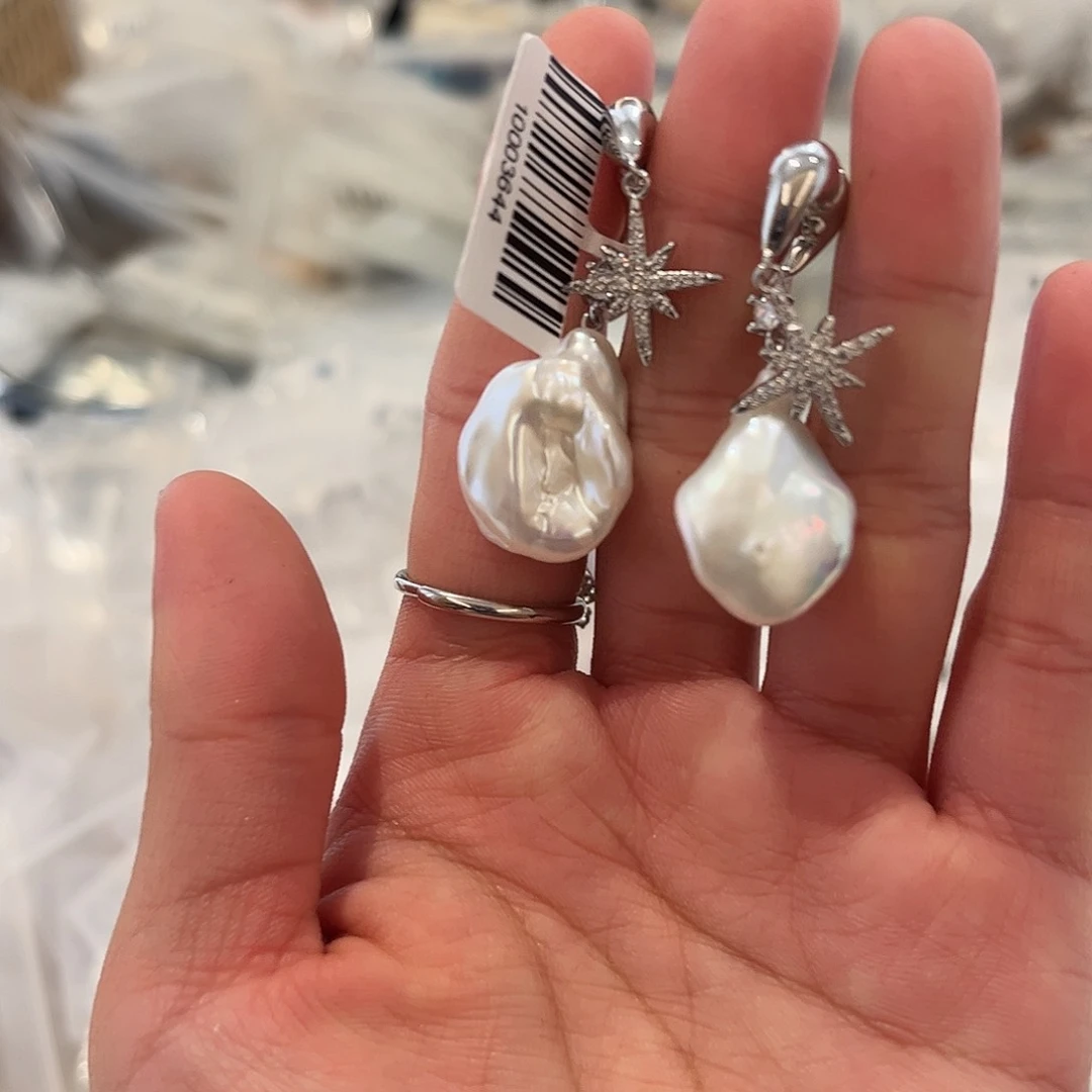 淡水珍珠耳饰合金