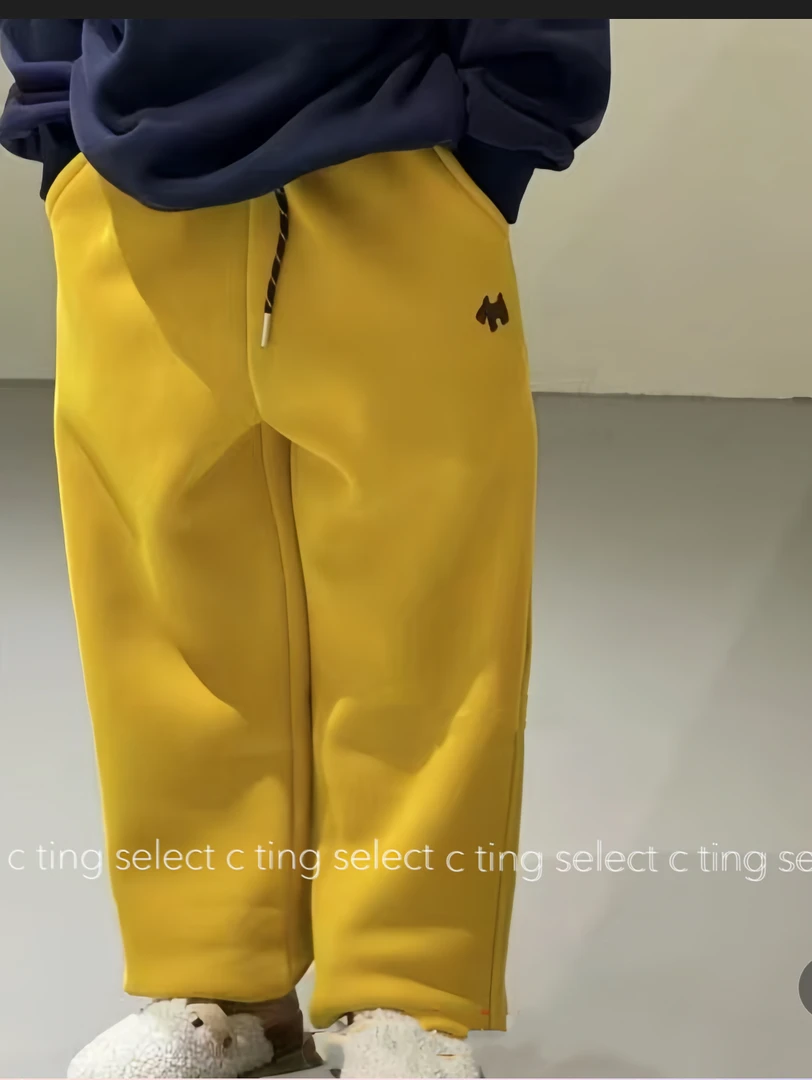 【C TING】2024冬季新款韩版设计师亲子装童装小狗刺绣加绒卫裤9504